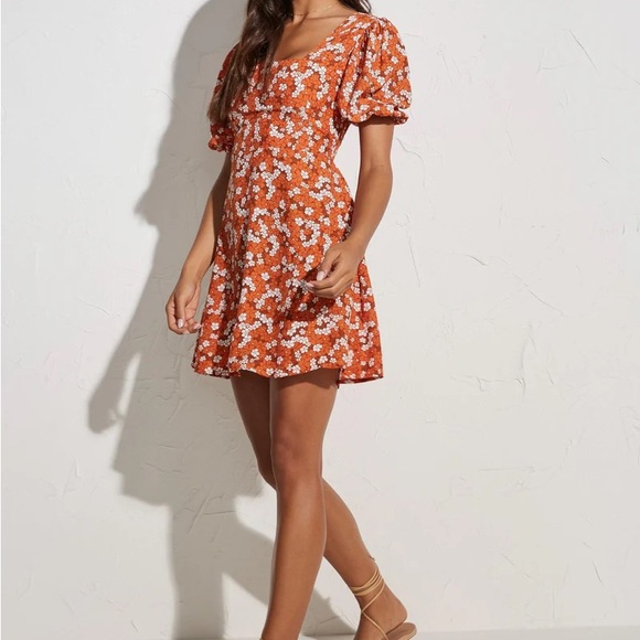 Faithfull the Brand Orange Floral Dress - Picture 1 of 9